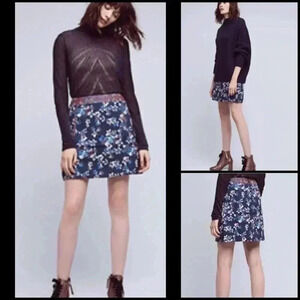 Anthropologie Maeve Cardana Purple Blue Floral Mini Skirt Size 0